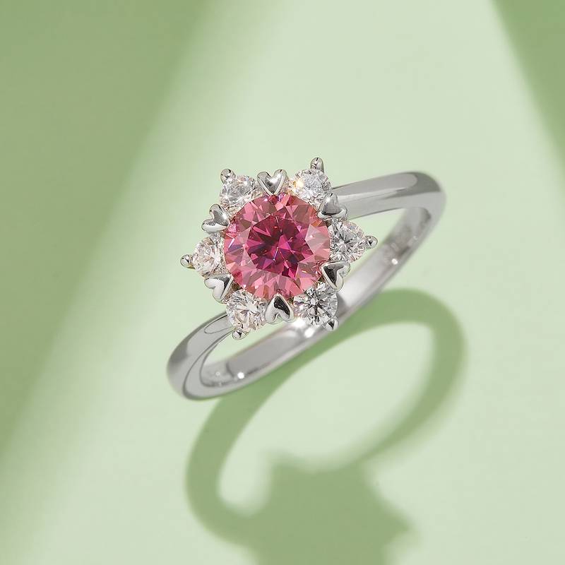 星辰花S925银镀白金MoissaniteWomen's Ring1ctD级
